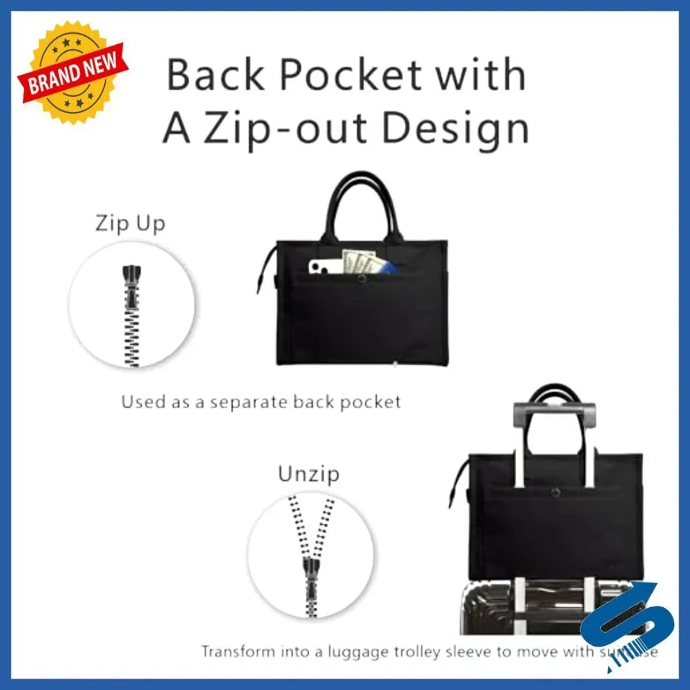 Heavy-Duty Canvas Tote Bag Adjustable Crossbody Shoulder Handbag 9 Pockets